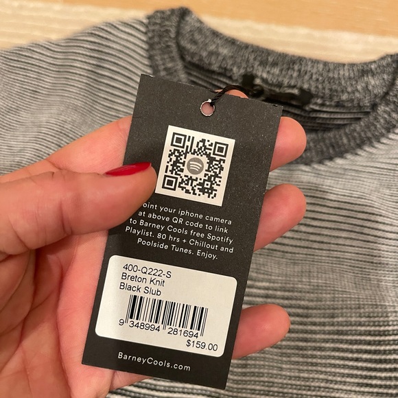 NWT Barney Cools Breton Crew Knit Black Slub Size Small - Picture 7 of 8